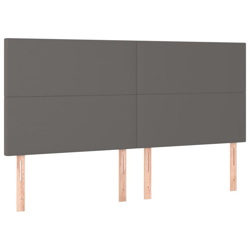 Casa si Gradina - Mobilier - Paturi si accesorii - Paturi - Pat cu arcuri, saltea si LED, gri, 180x200 cm, piele ecologica - Infinity.ro