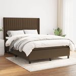 Casa si Gradina - Mobilier - Paturi si accesorii - Paturi - Pat box spring cu saltea, maro inchis, 140x200 cm, textil - Infinity.ro