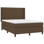 Casa si Gradina - Mobilier - Paturi si accesorii - Paturi - Pat box spring cu saltea, maro inchis, 140x200 cm, textil - Infinity.ro