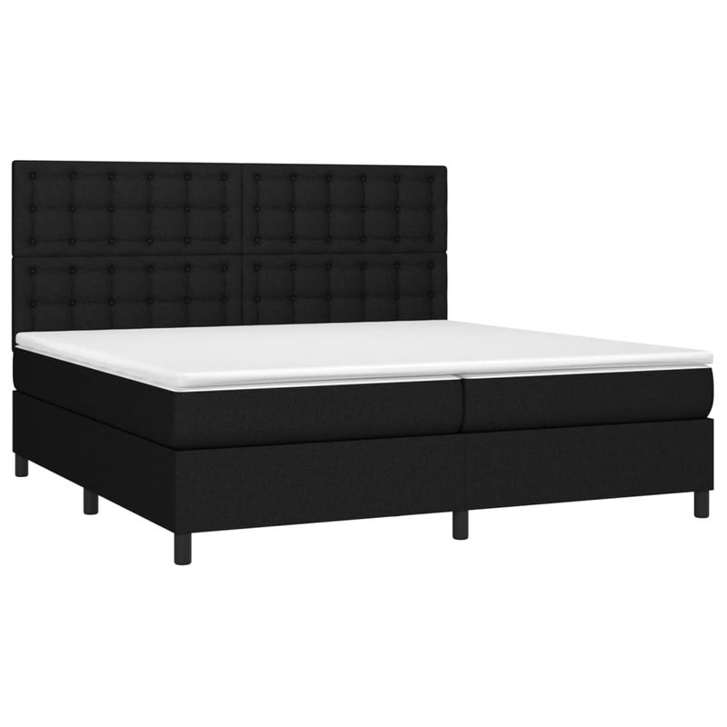 Casa si Gradina - Mobilier - Paturi si accesorii - Paturi - Pat box spring cu saltea, negru, 200x200 cm, textil - Infinity.ro