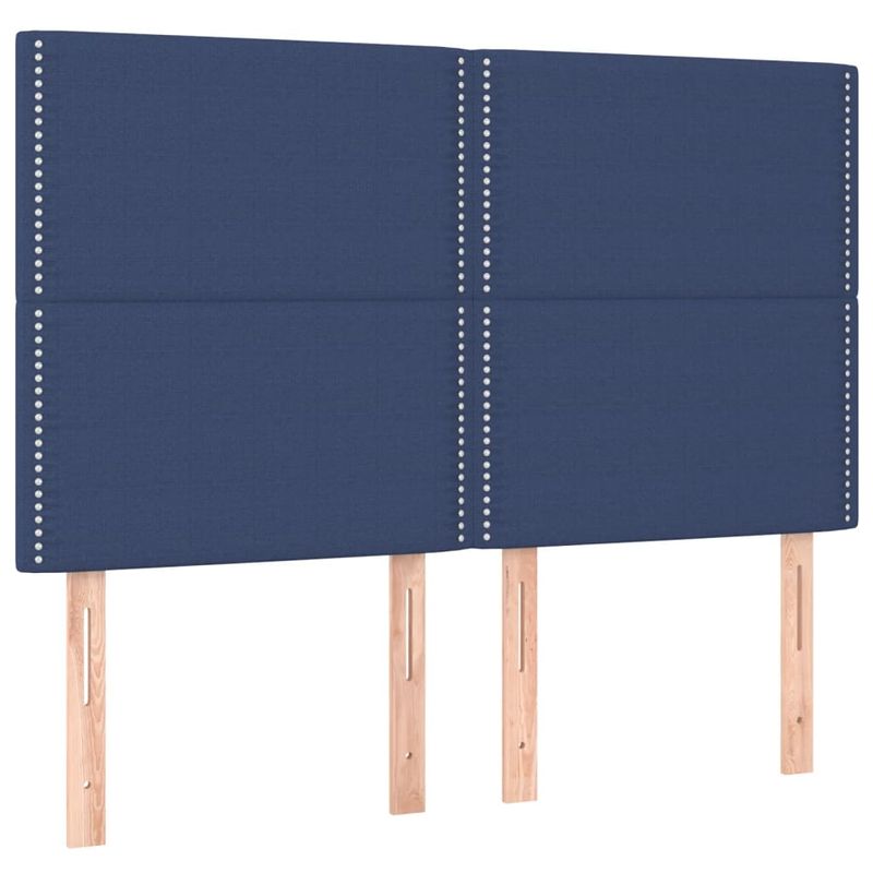 Casa si Gradina - Mobilier - Paturi si accesorii - Paturi - Pat cu arcuri, saltea si LED, albastru, 140x190 cm, textil - Infinity.ro