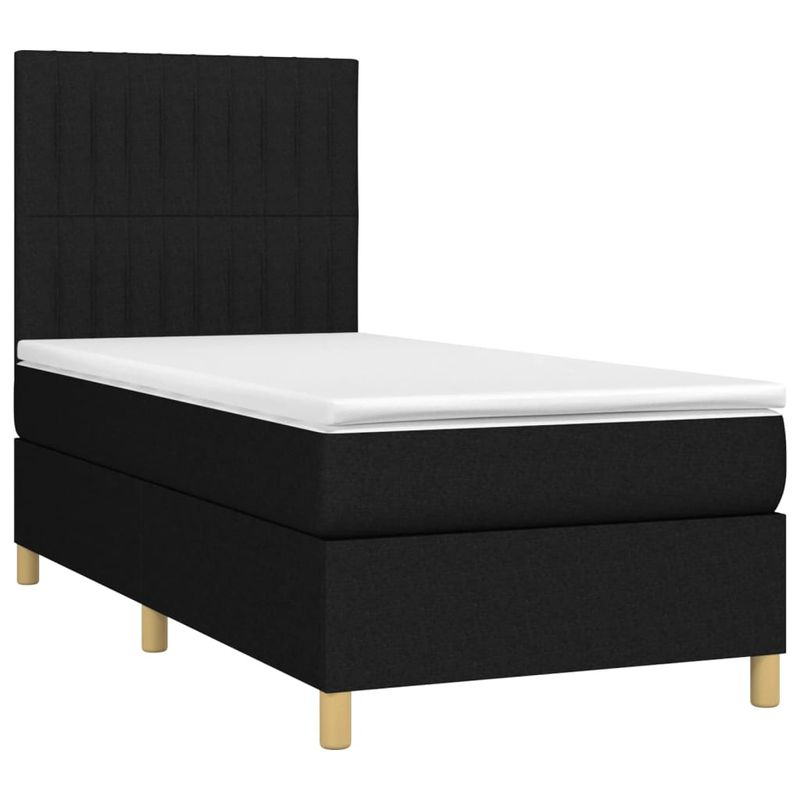 Casa si Gradina - Mobilier - Paturi si accesorii - Paturi - Pat cu arcuri, saltea si LED, negru, 90x200 cm, textil - Infinity.ro