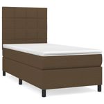 Casa si Gradina - Mobilier - Paturi si accesorii - Paturi - Pat box spring cu saltea, maro inchis, 90x190 cm, textil - Infinity.ro