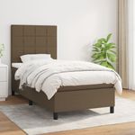 Casa si Gradina - Mobilier - Paturi si accesorii - Paturi - Pat box spring cu saltea, maro inchis, 90x190 cm, textil - Infinity.ro