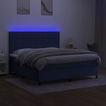 Casa si Gradina - Mobilier - Paturi si accesorii - Paturi - Pat cu arcuri, saltea si LED, albastru, 160x200 cm, textil - Infinity.ro