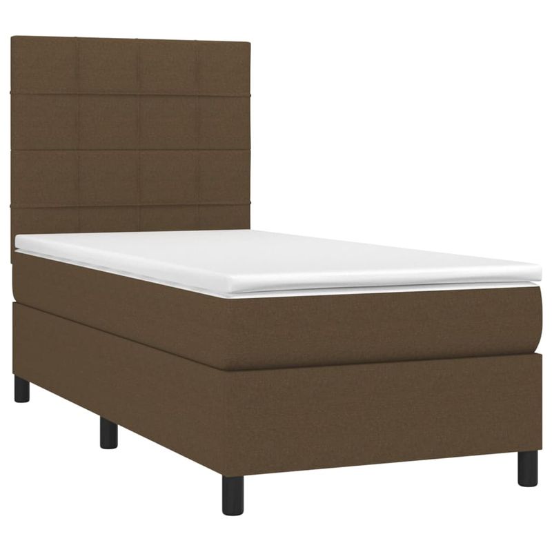 Casa si Gradina - Mobilier - Paturi si accesorii - Paturi - Pat box spring cu saltea, maro inchis, 90x190 cm, textil - Infinity.ro