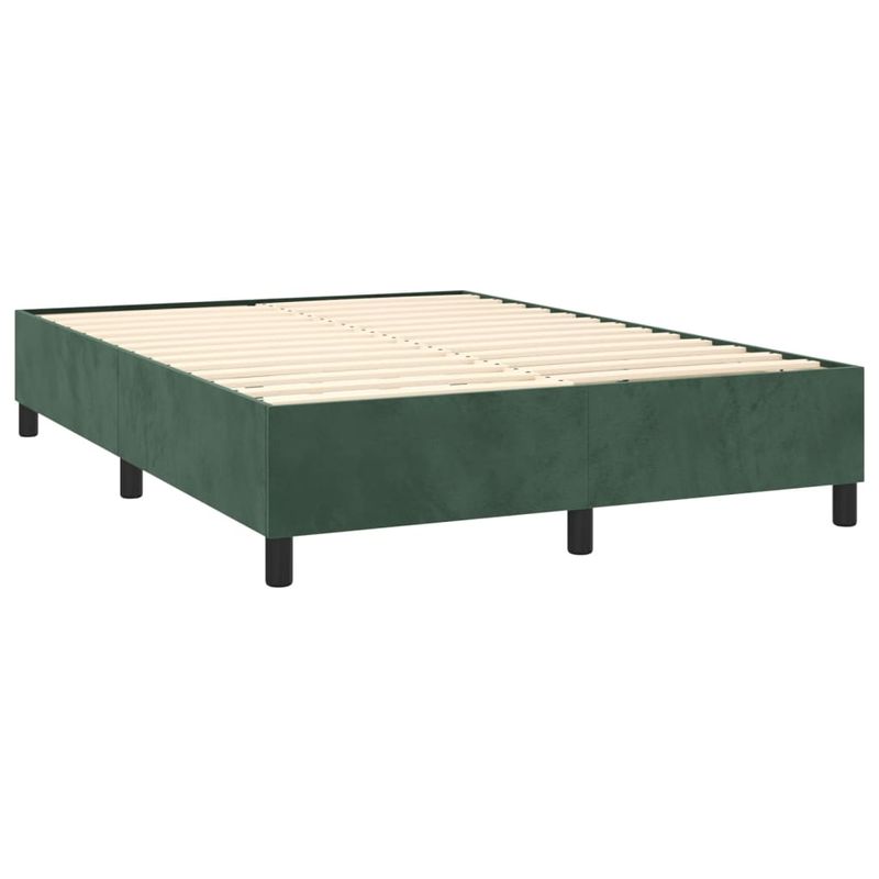 Casa si Gradina - Mobilier - Paturi si accesorii - Paturi - Pat cu arcuri, saltea si LED, verde inchis, 140x200 cm, catifea - Infinity.ro