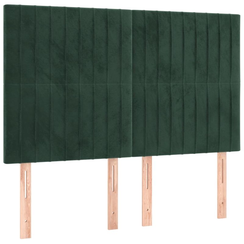 Casa si Gradina - Mobilier - Paturi si accesorii - Paturi - Pat cu arcuri, saltea si LED, verde inchis, 140x200 cm, catifea - Infinity.ro