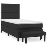 Casa si Gradina - Mobilier - Paturi si accesorii - Paturi - Pat box spring cu saltea, negru, 90x200 cm, piele ecologica - Infinity.ro