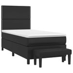 Casa si Gradina - Mobilier - Paturi si accesorii - Paturi - Pat box spring cu saltea, negru, 90x200 cm, piele ecologica - Infinity.ro