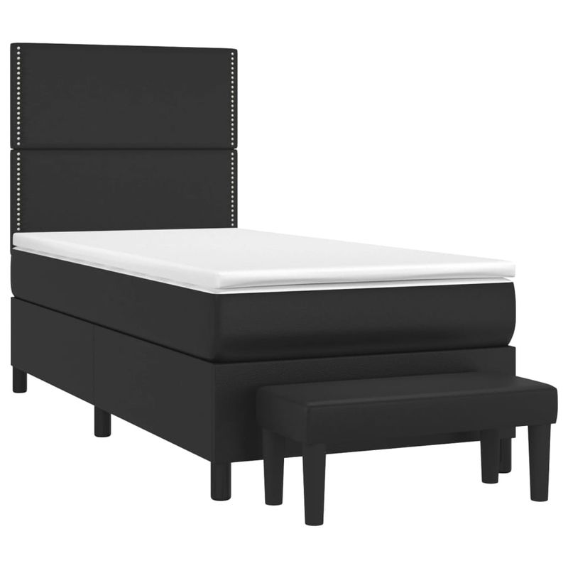 Casa si Gradina - Mobilier - Paturi si accesorii - Paturi - Pat box spring cu saltea, negru, 90x200 cm, piele ecologica - Infinity.ro