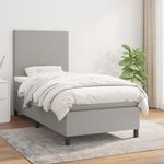 Casa si Gradina - Mobilier - Paturi si accesorii - Paturi - Pat box spring cu saltea, gri deschis, 80x200 cm, textil - Infinity.ro