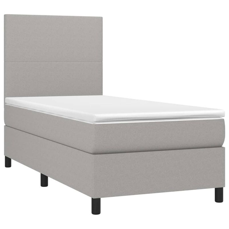 Casa si Gradina - Mobilier - Paturi si accesorii - Paturi - Pat box spring cu saltea, gri deschis, 80x200 cm, textil - Infinity.ro