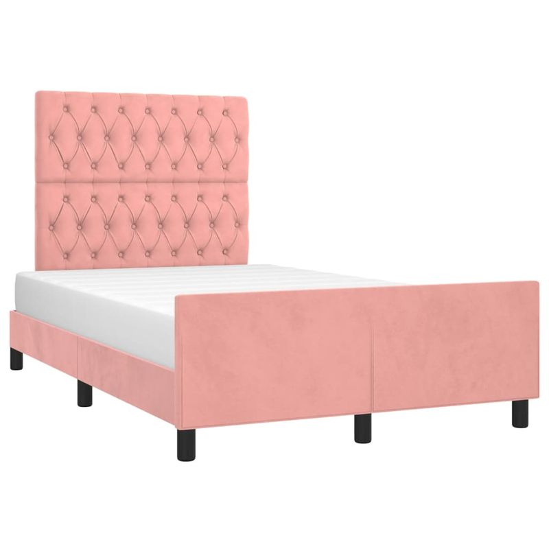 Casa si Gradina - Mobilier - Paturi si accesorii - Paturi - Cadru de pat cu tablie, roz, 120x200 cm, catifea - Infinity.ro