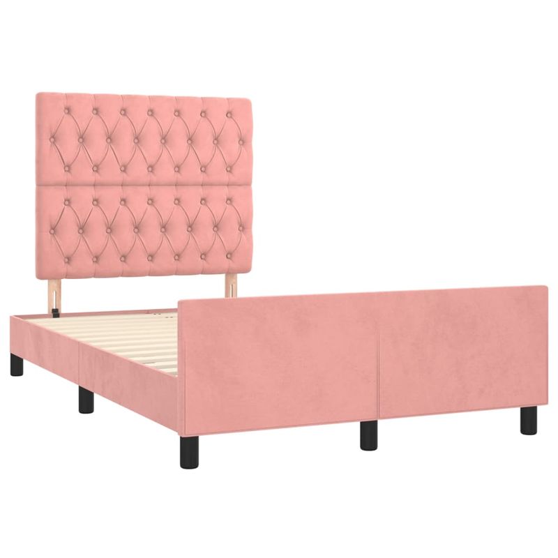 Casa si Gradina - Mobilier - Paturi si accesorii - Paturi - Cadru de pat cu tablie, roz, 120x200 cm, catifea - Infinity.ro