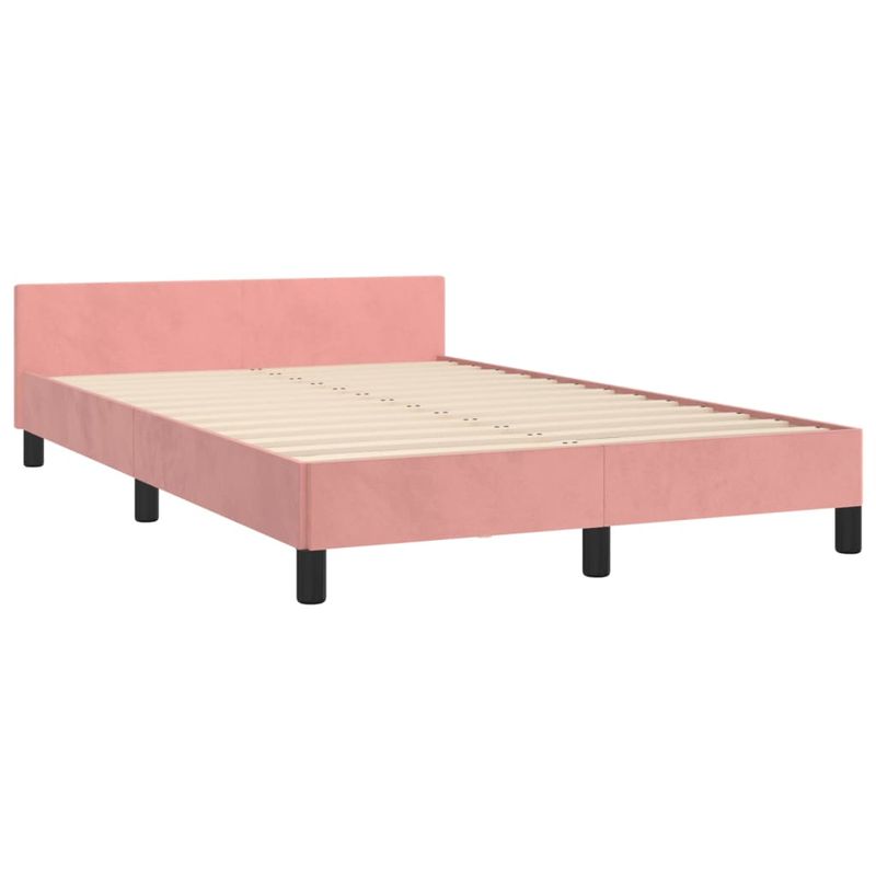 Casa si Gradina - Mobilier - Paturi si accesorii - Paturi - Cadru de pat cu tablie, roz, 120x200 cm, catifea - Infinity.ro