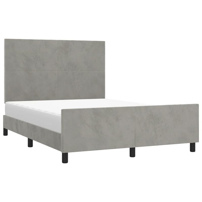 Casa si Gradina - Mobilier - Paturi si accesorii - Paturi - Cadru de pat cu tablie, gri deschis, 140x200 cm, catifea - Infinity.ro