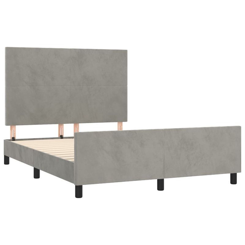 Casa si Gradina - Mobilier - Paturi si accesorii - Paturi - Cadru de pat cu tablie, gri deschis, 140x200 cm, catifea - Infinity.ro