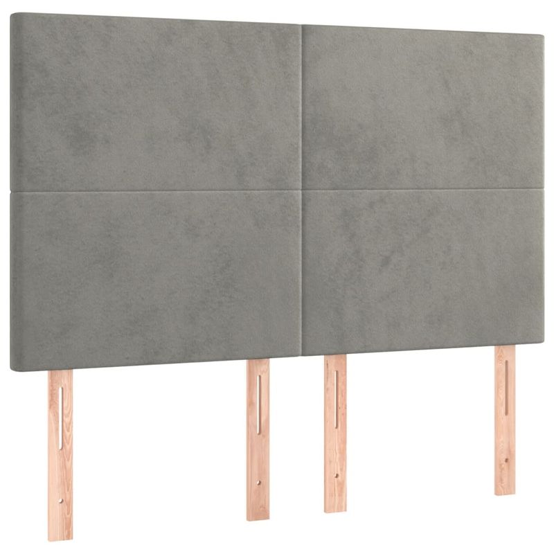 Casa si Gradina - Mobilier - Paturi si accesorii - Paturi - Cadru de pat cu tablie, gri deschis, 140x200 cm, catifea - Infinity.ro