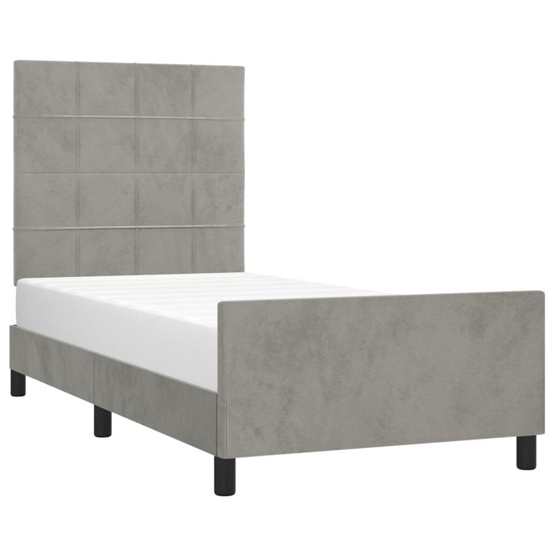 Casa si Gradina - Mobilier - Paturi si accesorii - Paturi - Cadru de pat cu tablie, gri deschis, 100x200 cm, catifea - Infinity.ro