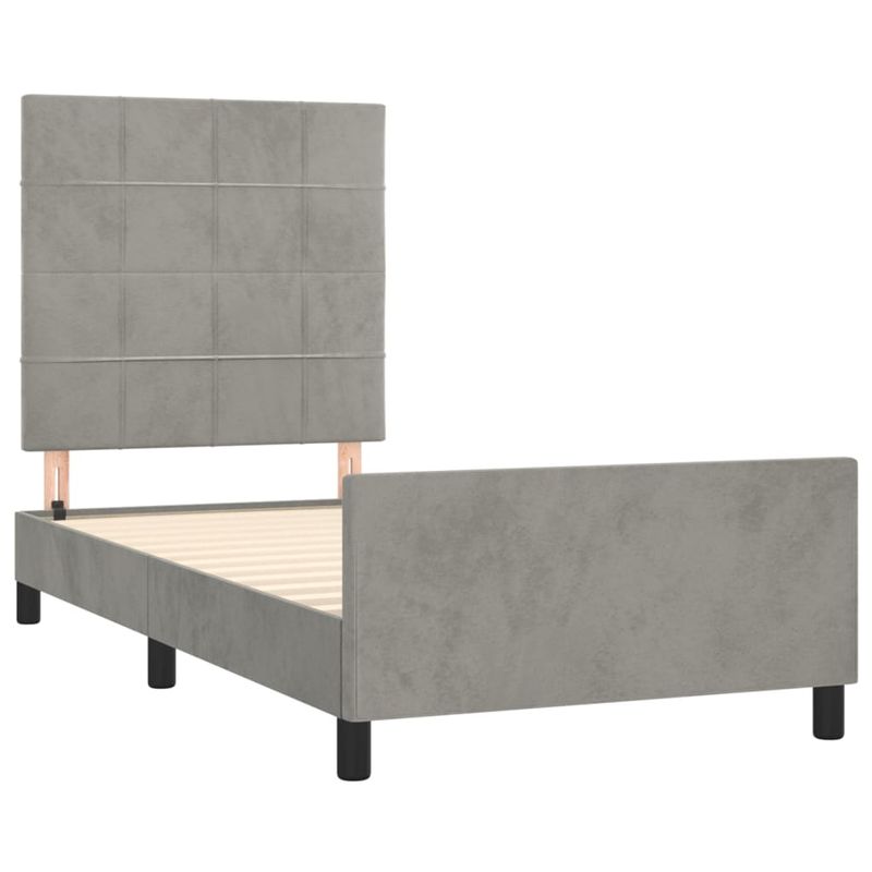 Casa si Gradina - Mobilier - Paturi si accesorii - Paturi - Cadru de pat cu tablie, gri deschis, 100x200 cm, catifea - Infinity.ro