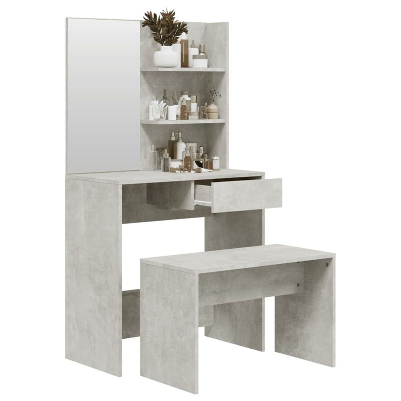 Casa si Gradina - Mobilier - Comode si corpuri - Masute de toaleta - Set masuta de toaleta, gri beton, 74,5x40x141 cm - Infinity.ro