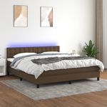 Casa si Gradina - Mobilier - Paturi si accesorii - Paturi - Pat cu arcuri, saltea si LED, maro inchis, 160x200 cm, textil - Infinity.ro