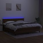 Casa si Gradina - Mobilier - Paturi si accesorii - Paturi - Pat cu arcuri, saltea si LED, maro inchis, 160x200 cm, textil - Infinity.ro