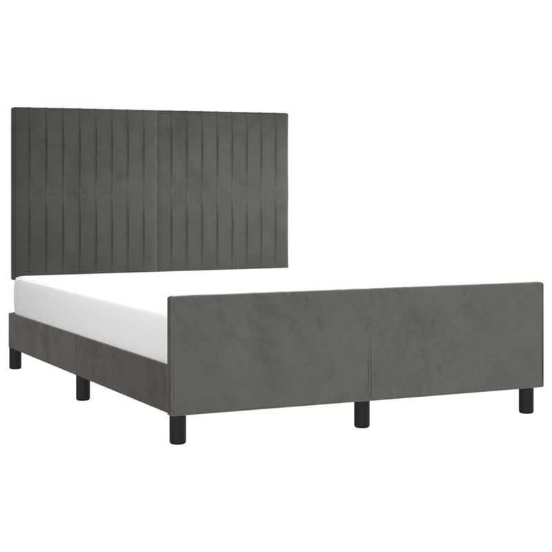 Casa si Gradina - Mobilier - Paturi si accesorii - Paturi - Cadru de pat cu tablie, gri inchis, 140x190 cm, catifea - Infinity.ro
