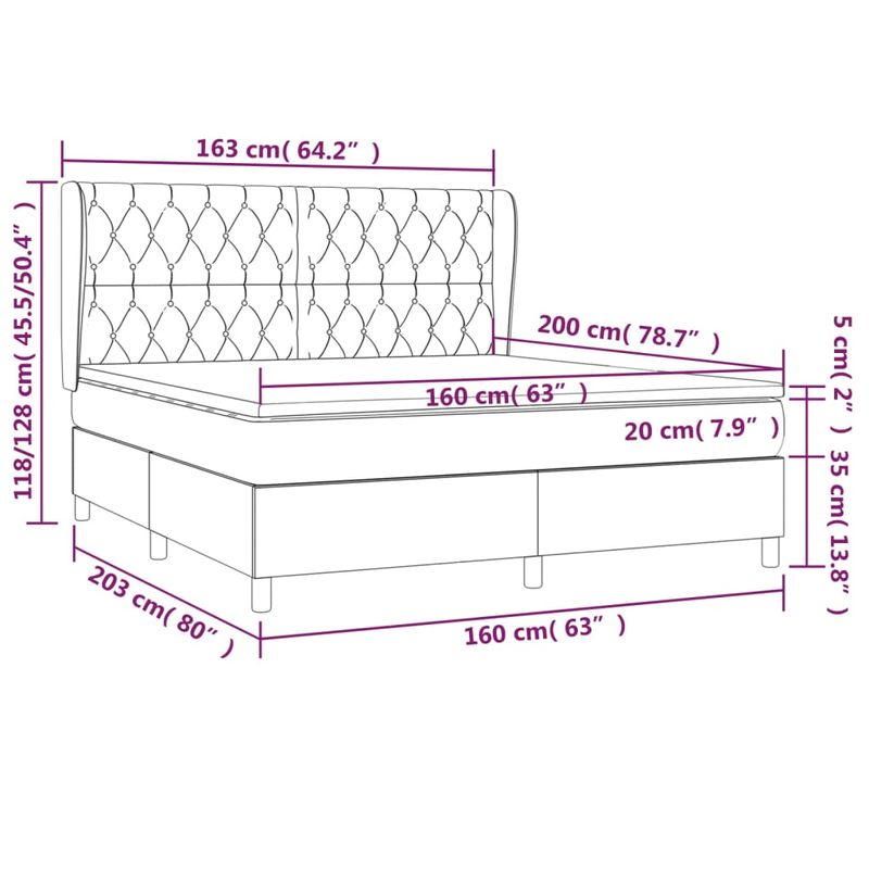 Casa si Gradina - Mobilier - Paturi si accesorii - Paturi - Pat continental cu saltea, albastru, 160x200cm, material textil - Infinity.ro