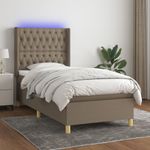 Casa si Gradina - Mobilier - Paturi si accesorii - Paturi - Pat cu arcuri, saltea si LED, Gri taupe, 100x200 cm, textil - Infinity.ro