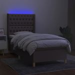 Casa si Gradina - Mobilier - Paturi si accesorii - Paturi - Pat cu arcuri, saltea si LED, Gri taupe, 100x200 cm, textil - Infinity.ro