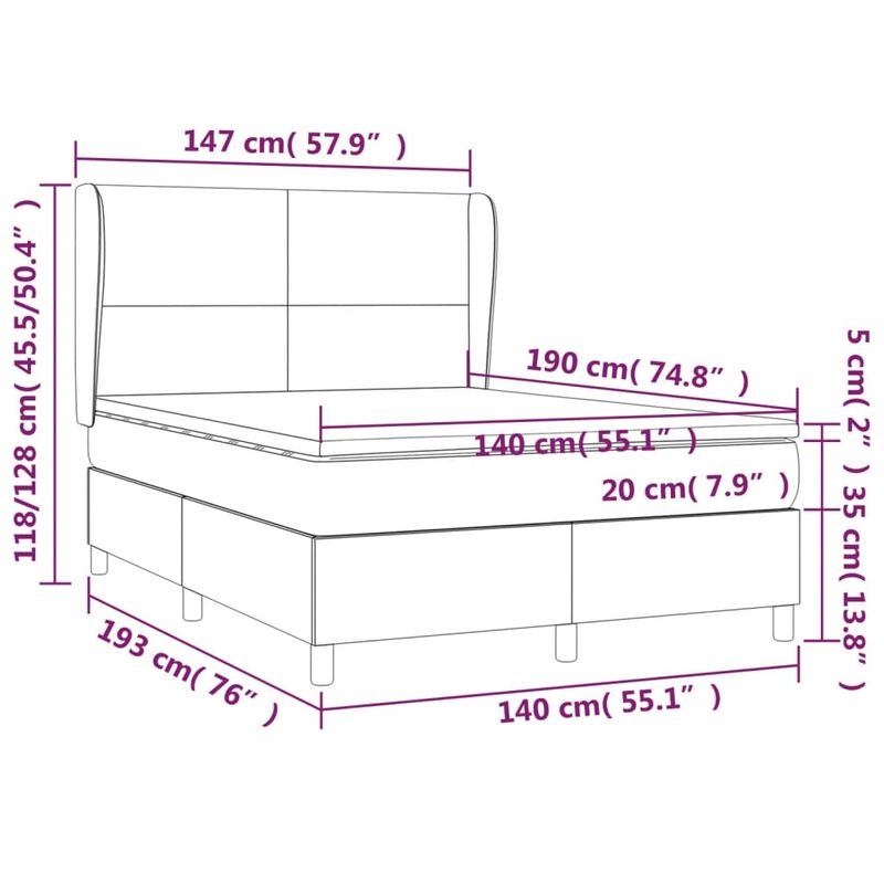 Casa si Gradina - Mobilier - Paturi si accesorii - Paturi - Pat box spring cu saltea, crem, 140x190 cm, piele ecologica - Infinity.ro