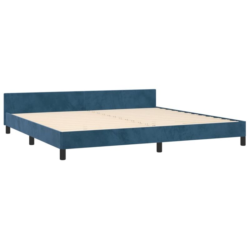 Casa si Gradina - Mobilier - Paturi si accesorii - Paturi - Cadru de pat cu tablie, albastru inchis, 200x200 cm, catifea - Infinity.ro