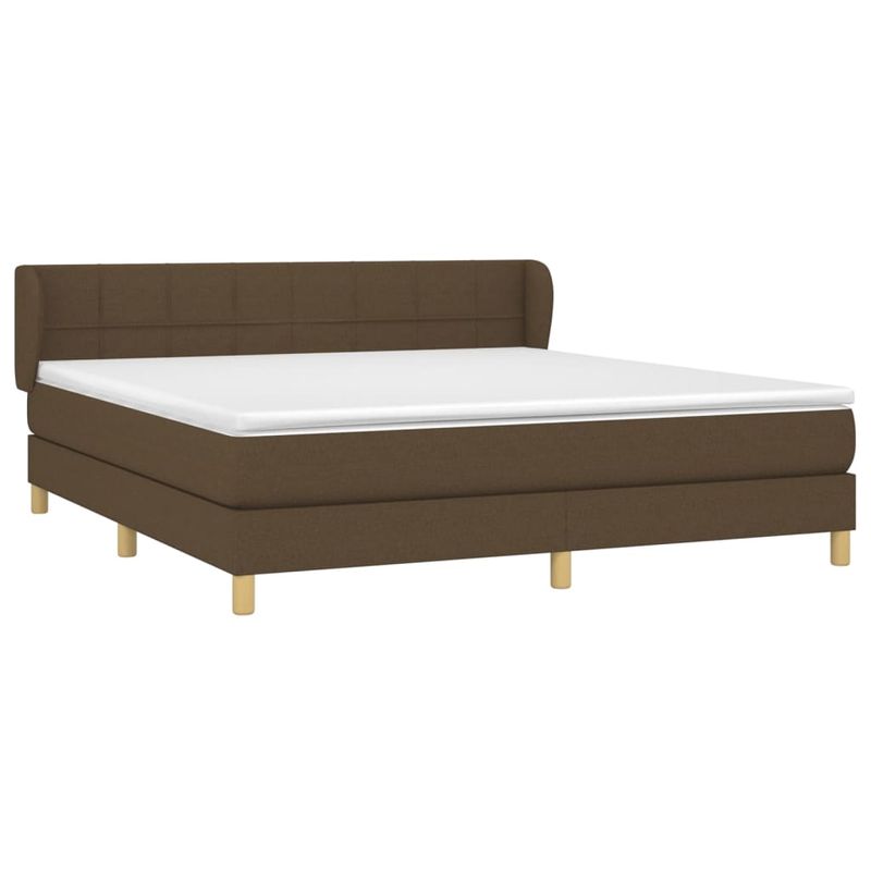 Casa si Gradina - Mobilier - Paturi si accesorii - Paturi - Pat box spring cu saltea, maro inchis, 160x200 cm, textil - Infinity.ro