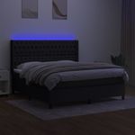 Casa si Gradina - Mobilier - Paturi si accesorii - Paturi - Pat cu arcuri, saltea si LED, negru, 180x200 cm, textil - Infinity.ro