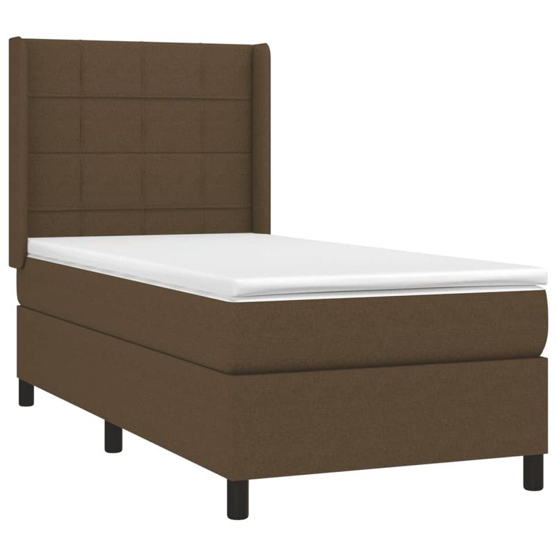 Casa si Gradina - Mobilier - Paturi si accesorii - Paturi - Pat box spring cu saltea, maro inchis, 90x200 cm, textil - Infinity.ro
