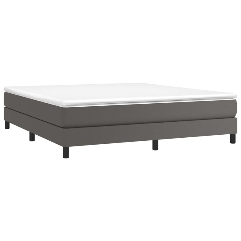 Casa si Gradina - Mobilier - Paturi si accesorii - Paturi - Pat box spring cu saltea, gri, 160x200 cm, piele ecologica - Infinity.ro