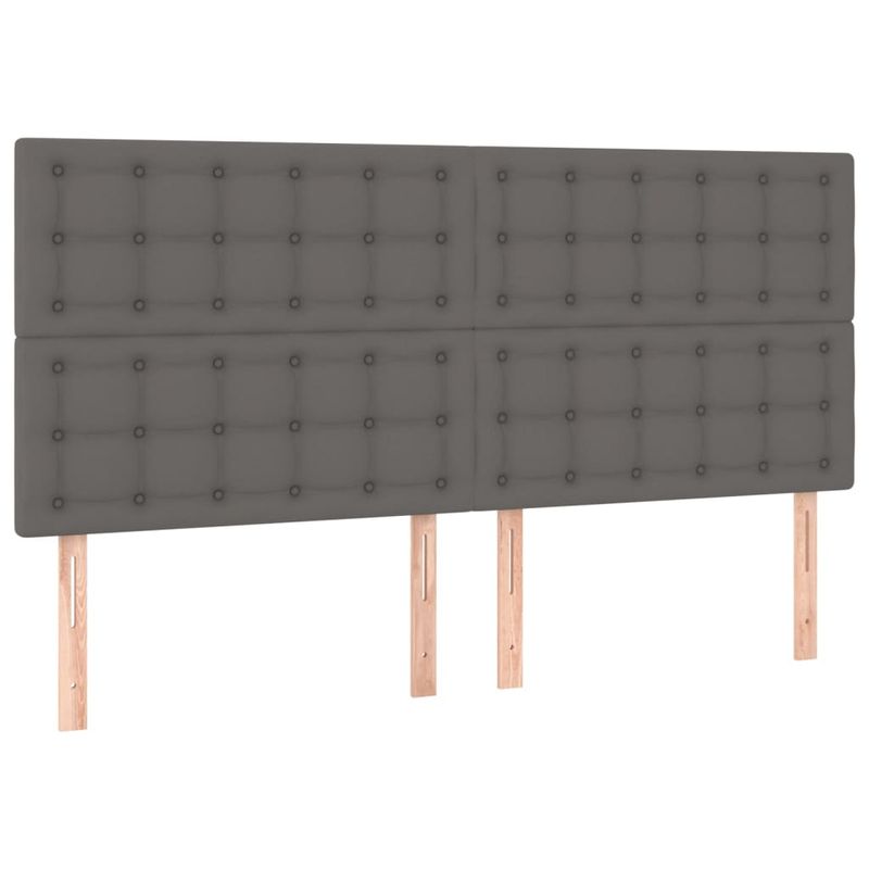 Casa si Gradina - Mobilier - Paturi si accesorii - Paturi - Pat box spring cu saltea, gri, 200x200 cm, piele ecologica - Infinity.ro