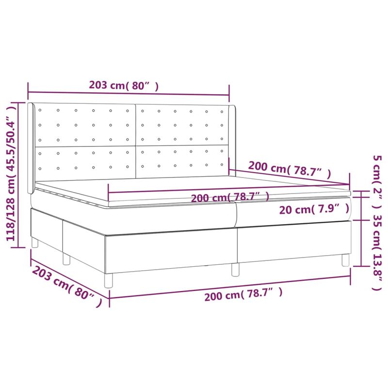 Casa si Gradina - Mobilier - Paturi si accesorii - Paturi - Pat box spring cu saltea, gri, 200x200 cm, piele ecologica - Infinity.ro