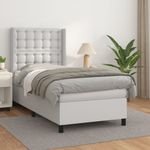 Casa si Gradina - Mobilier - Paturi si accesorii - Paturi - Pat box spring cu saltea, alb, 90x190 cm, piele ecologica - Infinity.ro