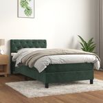 Casa si Gradina - Mobilier - Paturi si accesorii - Paturi - Pat box spring cu saltea, verde inchis, 80x200 cm, catifea - Infinity.ro