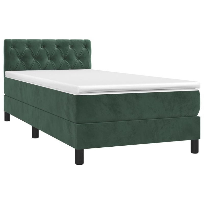 Casa si Gradina - Mobilier - Paturi si accesorii - Paturi - Pat box spring cu saltea, verde inchis, 80x200 cm, catifea - Infinity.ro