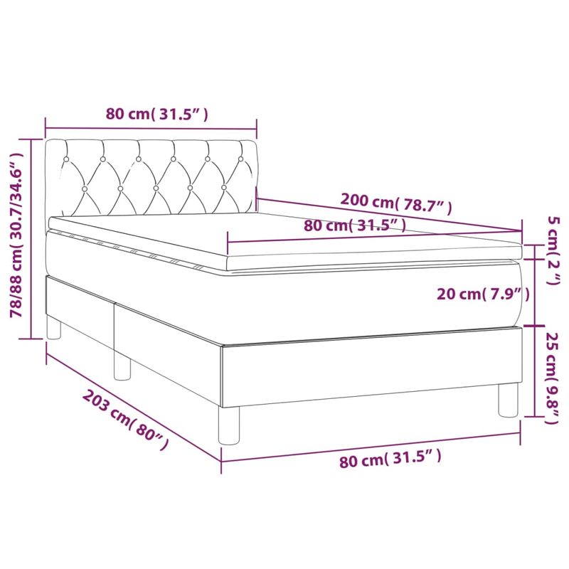 Casa si Gradina - Mobilier - Paturi si accesorii - Paturi - Pat box spring cu saltea, verde inchis, 80x200 cm, catifea - Infinity.ro