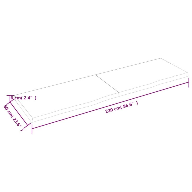 Casa si Gradina - Mobilier - Biblioteci si rafturi - Rafturi - Polita de perete, 220x60x(2-6)cm, lemn masiv de stejar netratat - Infinity.ro