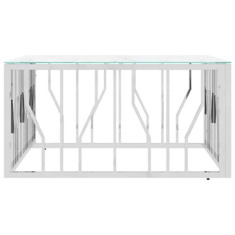 Casa si Gradina - Mobilier - Mese si birouri - Masute de cafea - Masa de cafea, argintiu, 80x80x40 cm, otel inoxidabil si sticla - Infinity.ro