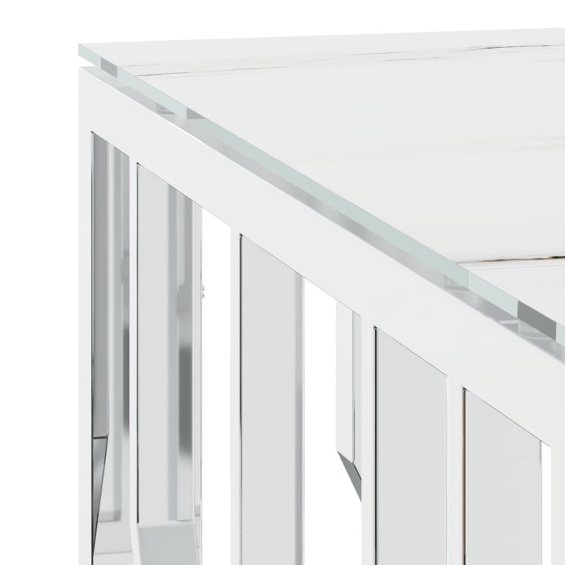 Casa si Gradina - Mobilier - Mese si birouri - Masute de cafea - Masa de cafea, argintiu, 80x80x40 cm, otel inoxidabil si sticla - Infinity.ro