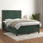 Casa si Gradina - Mobilier - Paturi si accesorii - Paturi - Pat box spring cu saltea, verde inchis, 140x190 cm, catifea - Infinity.ro