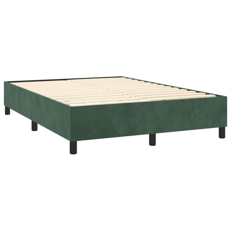Casa si Gradina - Mobilier - Paturi si accesorii - Paturi - Pat box spring cu saltea, verde inchis, 140x190 cm, catifea - Infinity.ro