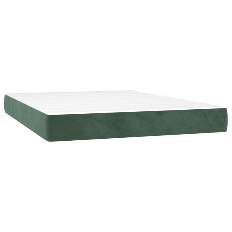 Casa si Gradina - Mobilier - Paturi si accesorii - Paturi - Pat box spring cu saltea, verde inchis, 140x190 cm, catifea - Infinity.ro